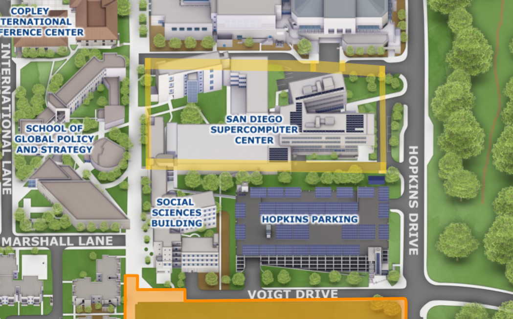 location of SDSC via campus map